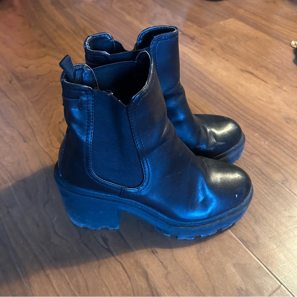 Madden Girl Black Chunky Platform Ankle Boots